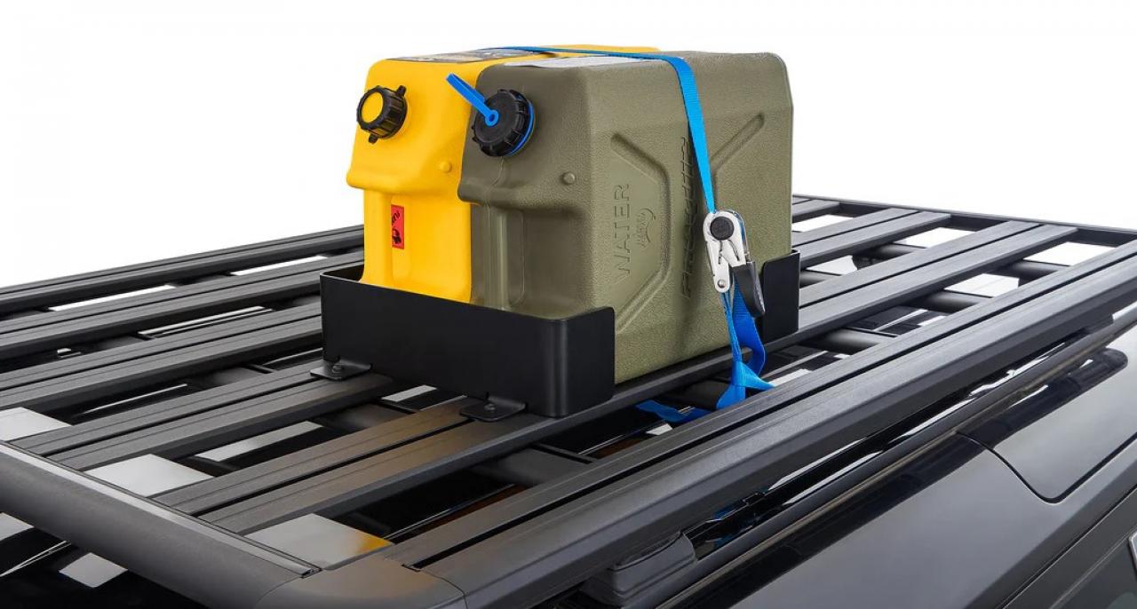 Rhino Rack Doppel-Kanister Halterung inkl. ZWIFLOC u. Zurrgurt für Pioneer Plattform, Horizontal